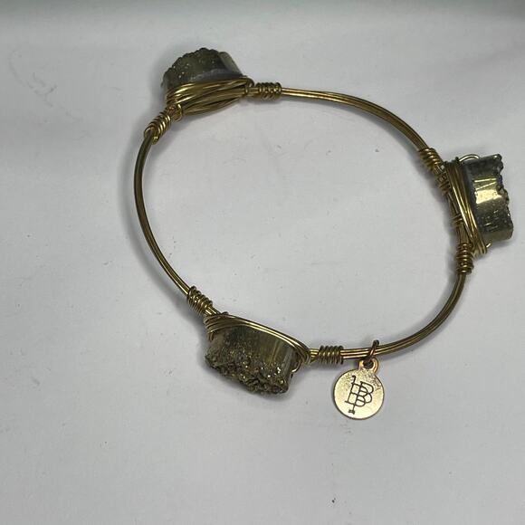 BOURBON & BOWETIES BOWTIES gold tone bracelet bangle druisy druzy jewelry wire - Picture 6 of 10